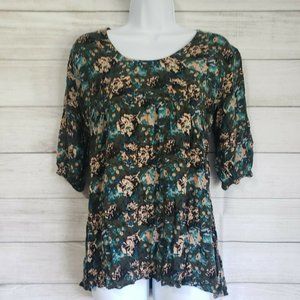 6/$30 Knot Sisters Medium Floral Multicolor Blouse